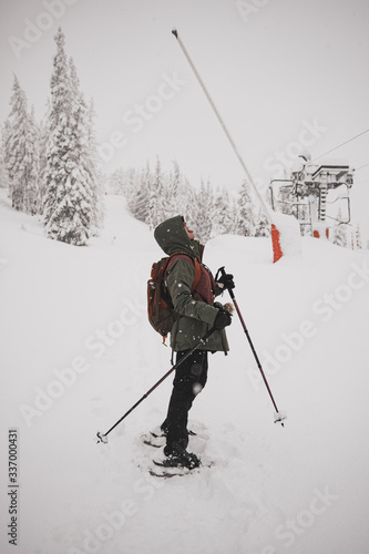 woman licking the snowflakes