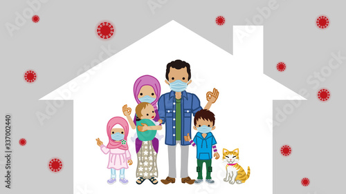 Stay at home concept art - muslim family