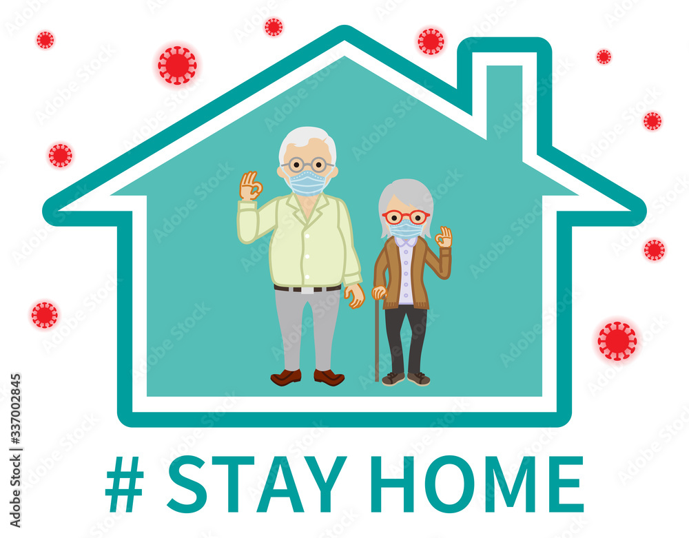 Stay at home concept clip art - senior couple Stay at home concept clip art - senior couple