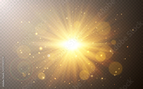 Sunlight special lens flash light effect on transparent background. Effect of blurring light. Vector illustration