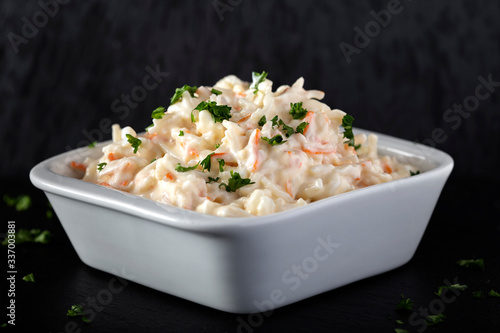 Photography Salad of surimi with mayonnaise sauce
