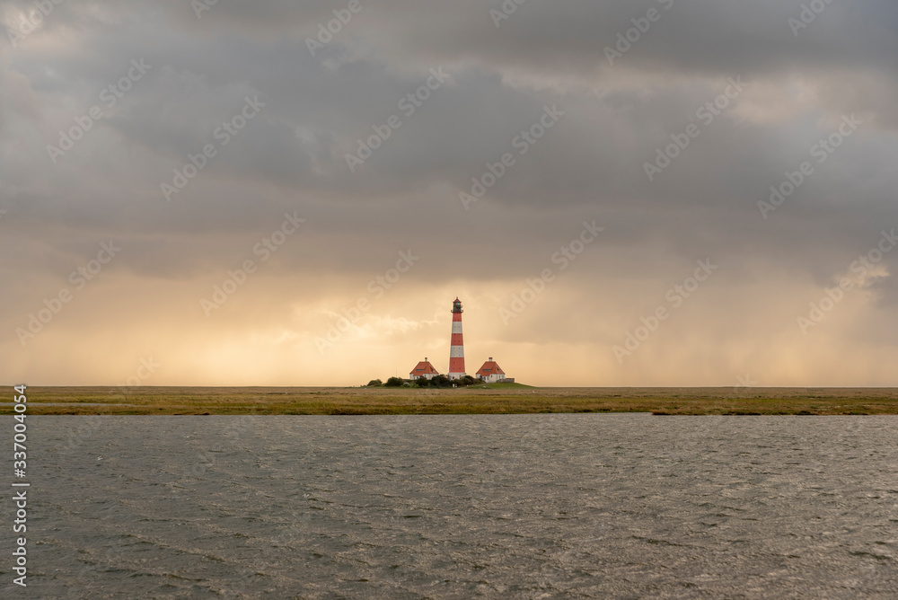Lighthouse Westerheversand in the natinal park Schleswig-Holstein Wadden Sea