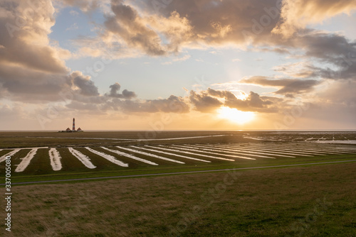 Lighthouse Westerheversand in the natinal park Schleswig-Holstein Wadden Sea