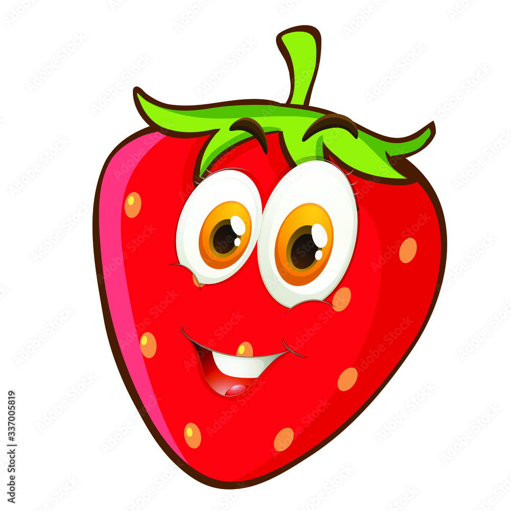 Obraz premium Strawberry Cartoon Vector