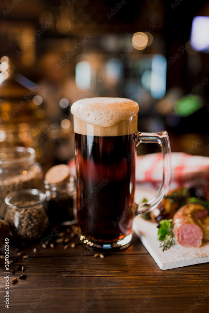Dark beer in bar bokeh Dark beer in bar bokeh