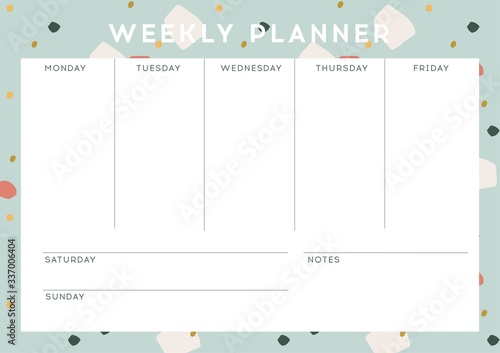 Weekly planner with abstract pattern design, vector. Modern design. photo