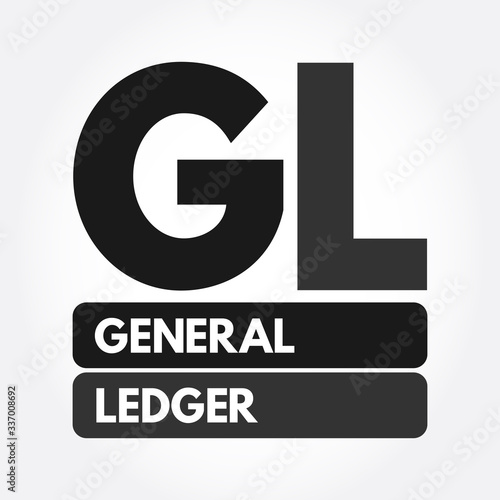 GL - General Ledger acronym, business concept background