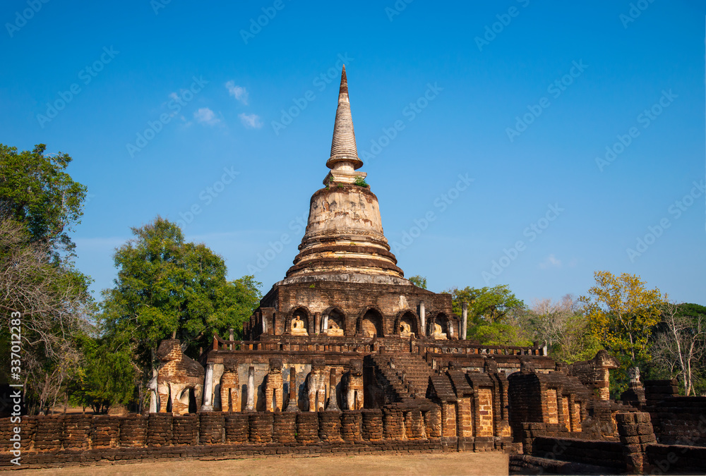 Wat Chang Lom Temple at Si Satchanalai Historical Park, a UNESCO World Heritage Site in Thailand