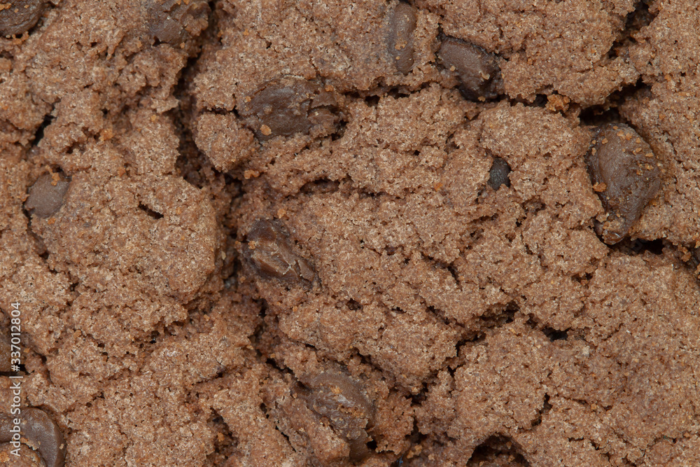 Homemade cookie with chocolate crisps texture macro