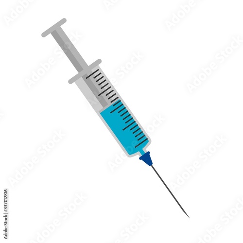 Plastic medical syringe icon with needle isolated on white background, Vector illustration