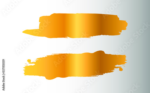 Vector gold paint smear stroke stain. Abstract gold glittering textured art illustration. Abstract gold glittering textured art illustration.
