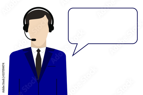 businessman with speech bubble, vector.  dispatcher illstration isolated