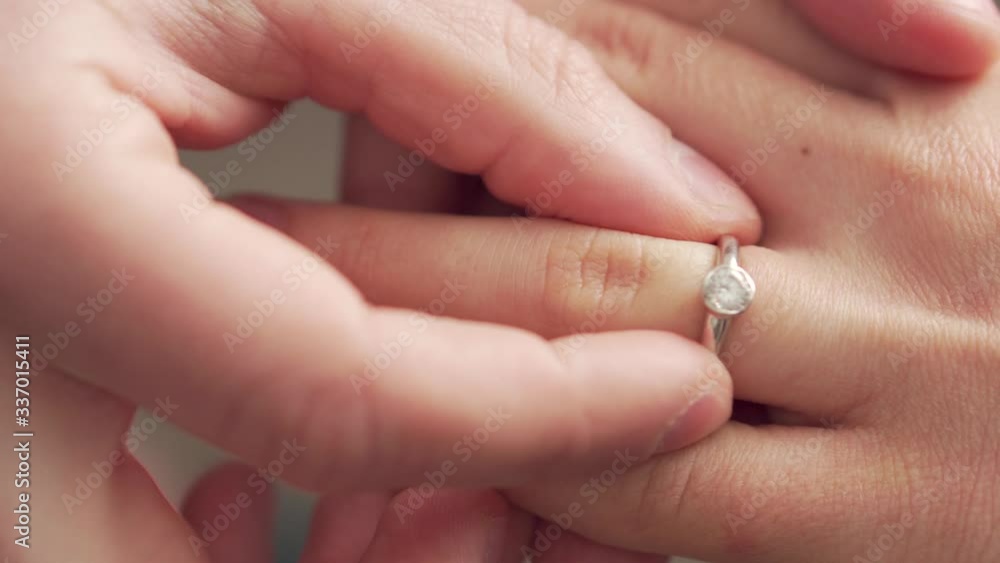 Close up wedding ring on the bride's hand Close up wedding ring on the bride's hand