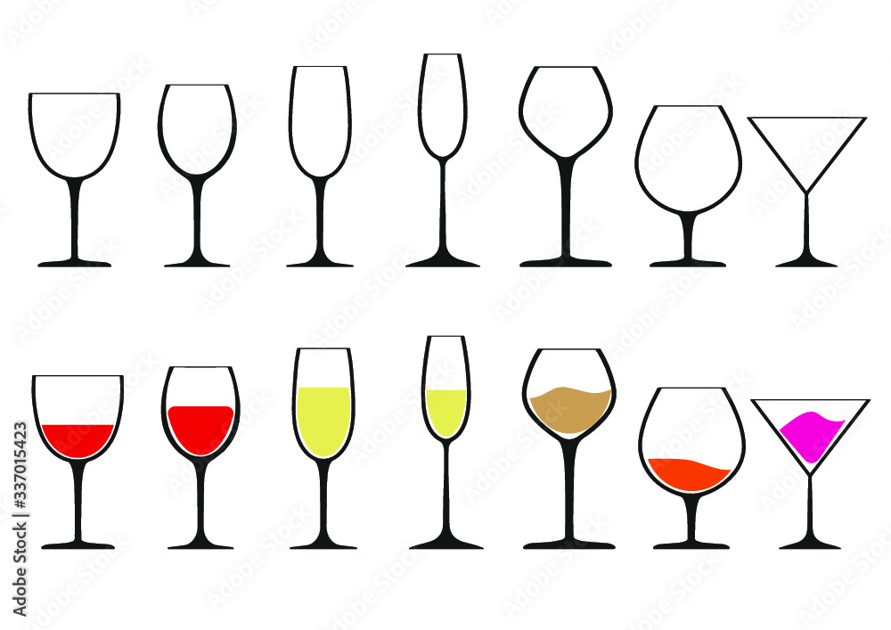 bichieri di vino e calici con bevanda alcolica bichieri di vino e calici con bevanda alcolica
