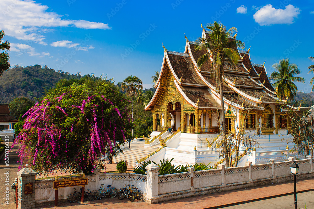 Temple in Luang Prabang with blue sky