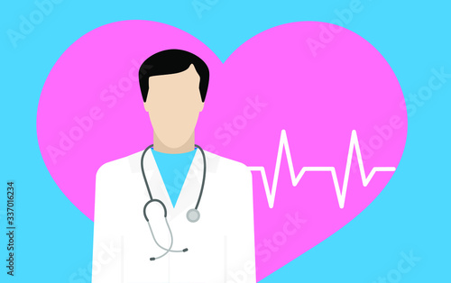 doctor with stethoscope and heart cardiologist