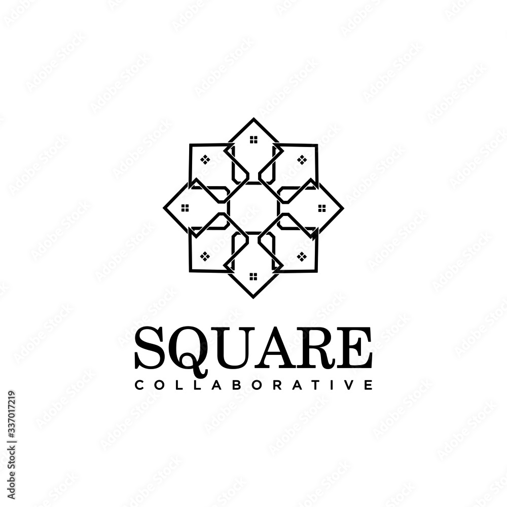 Geometric leaf logo from square combination. Geometric leaf logo from square combination.