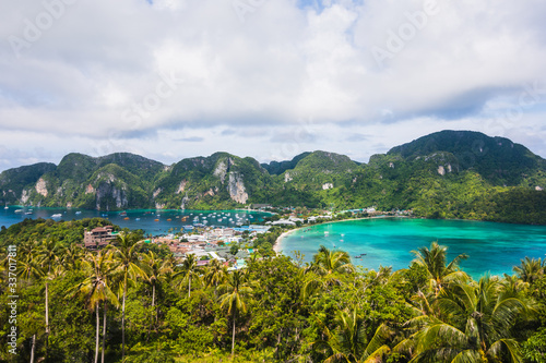 Awesome landscape Vacation Travel - Tropical Island with Resorts - Phi-Phi Island, Krabi Province, Thailand