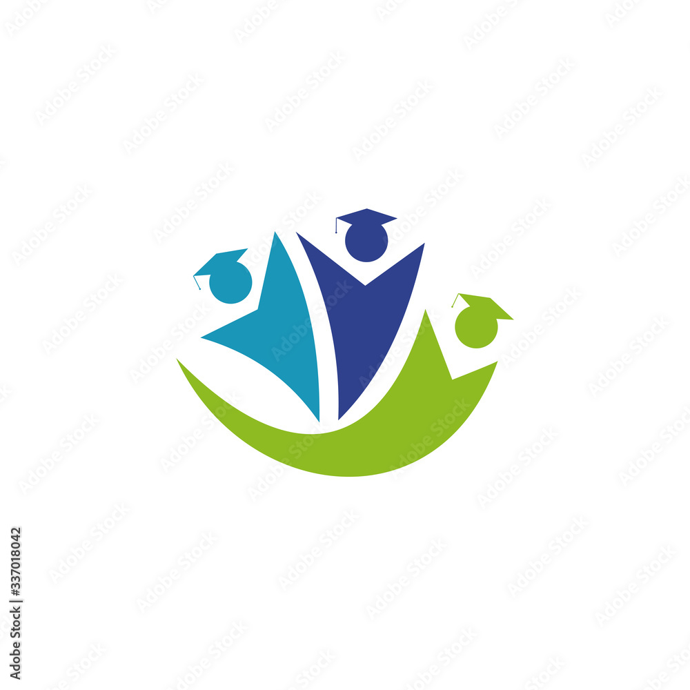 Obraz premium Education logo design with human graphic using graduation hat