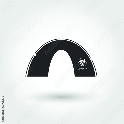 Tent hospital vector icon. Isolation in a mobile hospital vector icon.