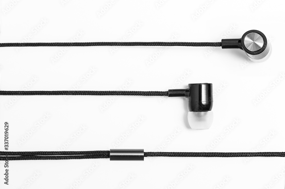 Fototapeta premium Earphones in white seamless