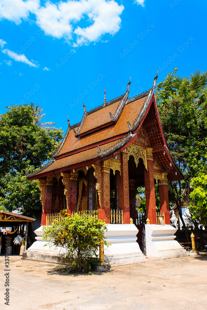 Temple in Luang Prabang with blue sky