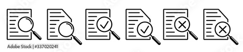 Checklist magnifying assessment set icon