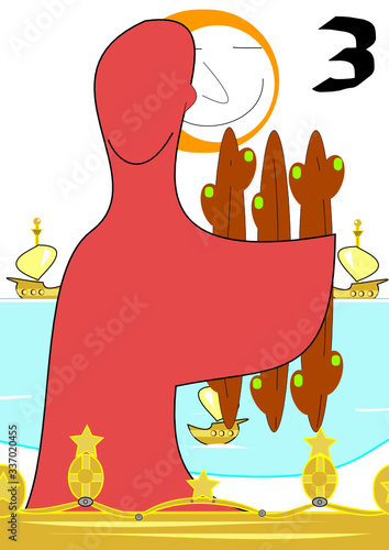Tarot card representing the three of clubs