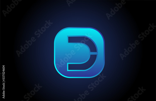 black blue D alphabet letter logo icon design for company and business