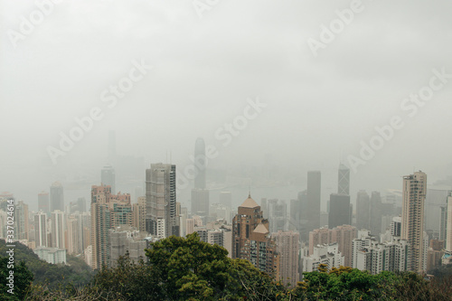 Wall Mural Hong Kong building during a smoggy day
