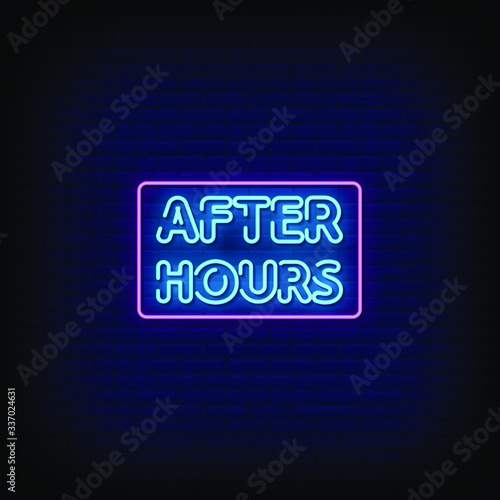 After Hours Neon Signs Style Text Vector
 photo