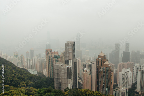 Hong Kong building during a smoggy day