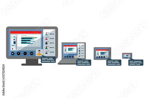 Remote worker screen sharing a slide deck in a video conference meeting.