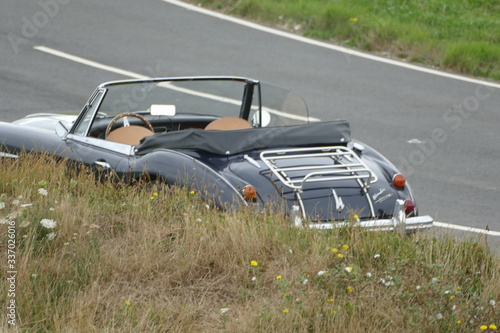 classic car on a country road