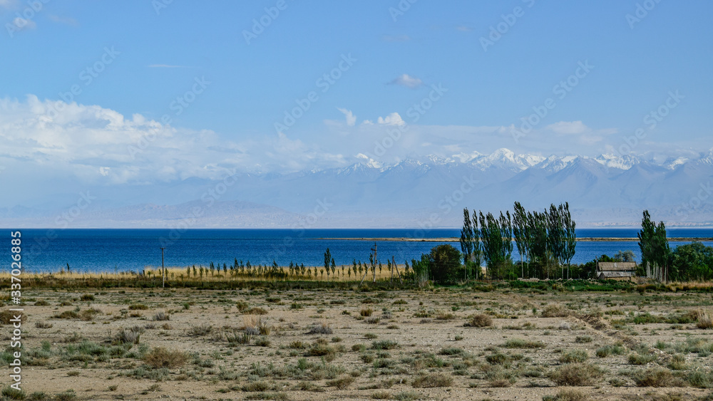 Mountain lake Issik-kul in Kyrgyzstan