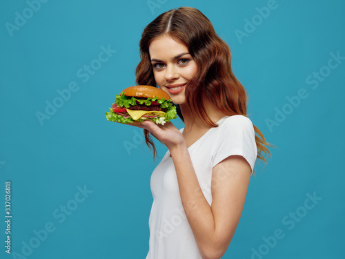 young woman with green apple