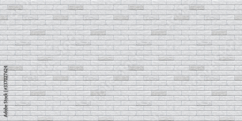 Brick grey wall seamless pattern background. Gray, white, light brick wall vector texture pattern illustration. Horizontal seamless grey brick texture background.
