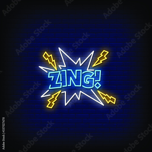 Zing Neon Signs Style Text Vector
