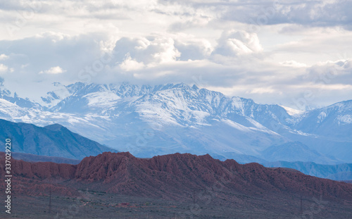 Central part Tien Shan mountain landscape with clouds