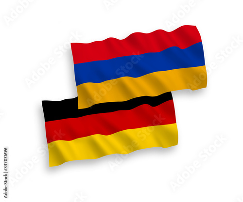 Flags of Armenia and Germany on a white background