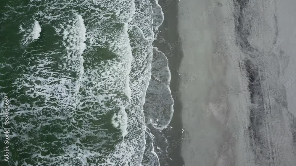 Ocean waves from above with sand Ocean waves from above with sand