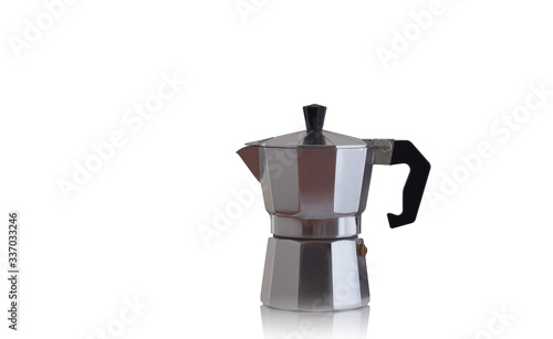 Italian coffee maker or moka pot on white background. photo