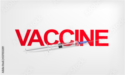 vaccinated prevent for Virus on white background. Banner with a empty syringe. Illustration about protection covid-19
