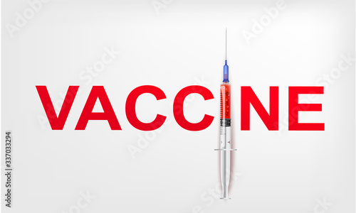 vaccinated prevent for Virus on white background. Banner with a syringe and blood. Illustration about protection covid-19