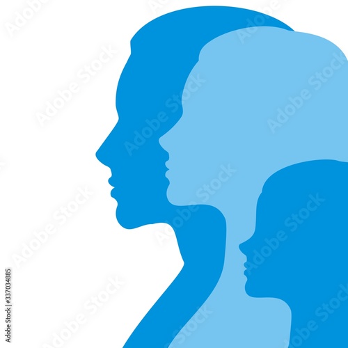 Silhouettes of faces of man, woman and child © Abundzu