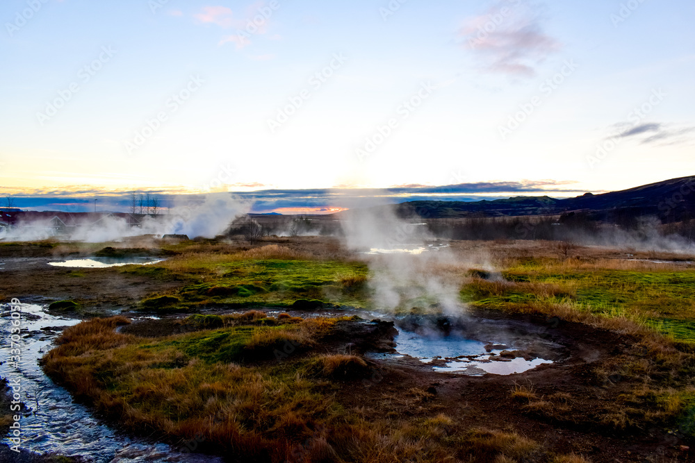 Hot springs around Geysir geothermal area
