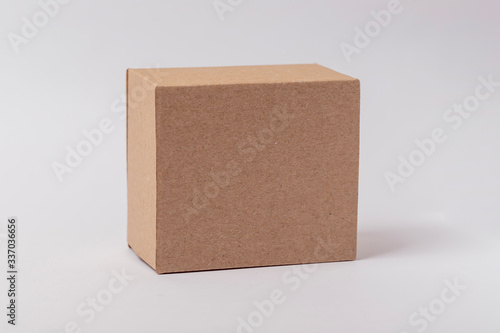 closed cardboard box isolated on white background Mockup for design