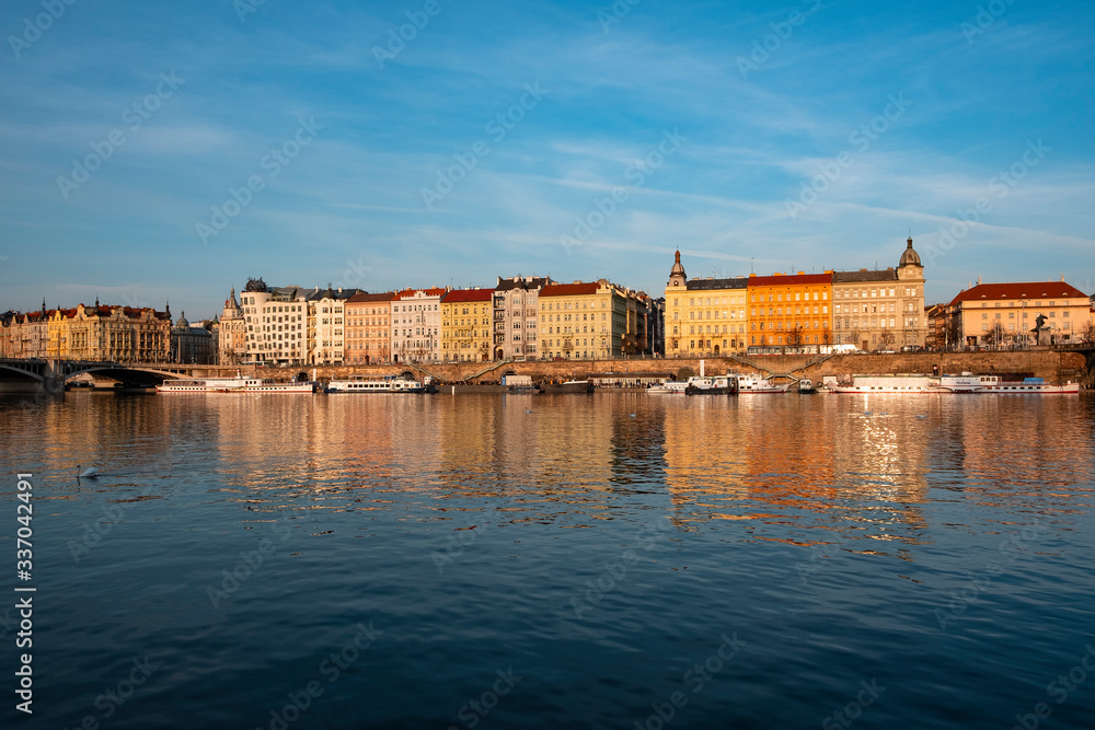 Prague city and Vltava river