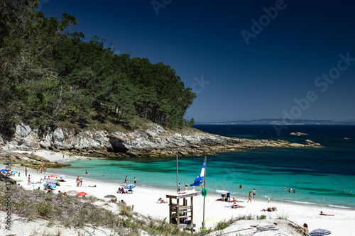 Cies Islands in the North of Spain in summer with clear skies