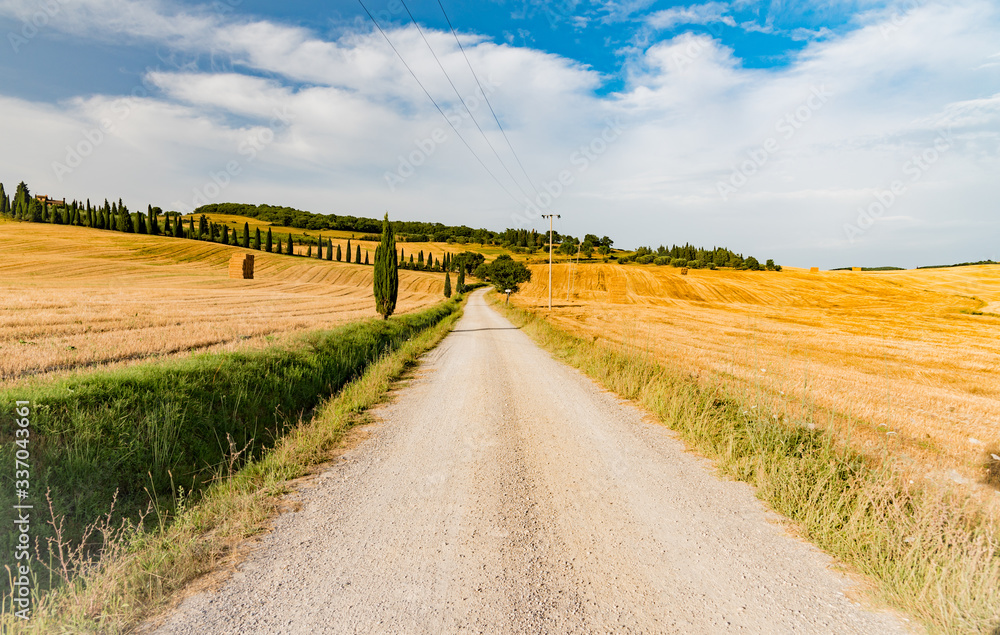 Summer in the D'Orcia valley in Tuscany in the town of Pienza